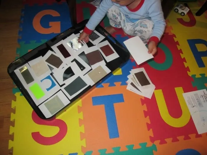 A child playing a sensory game with textures