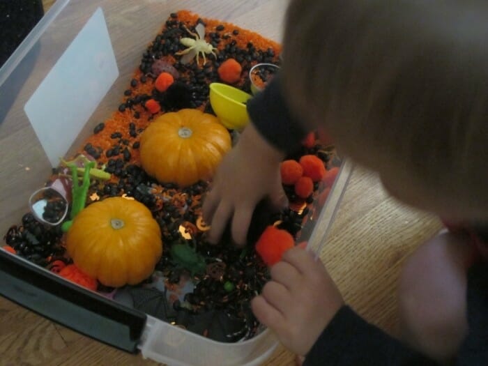 Easy Halloween Sensory Tub for Toddlers