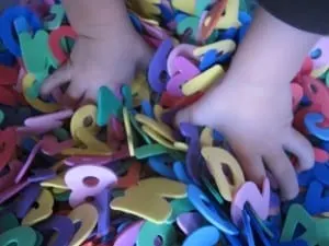 foam letters and number sensory