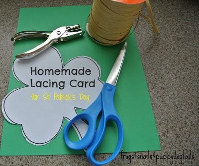 homemade lacing card for st. patrick's day
