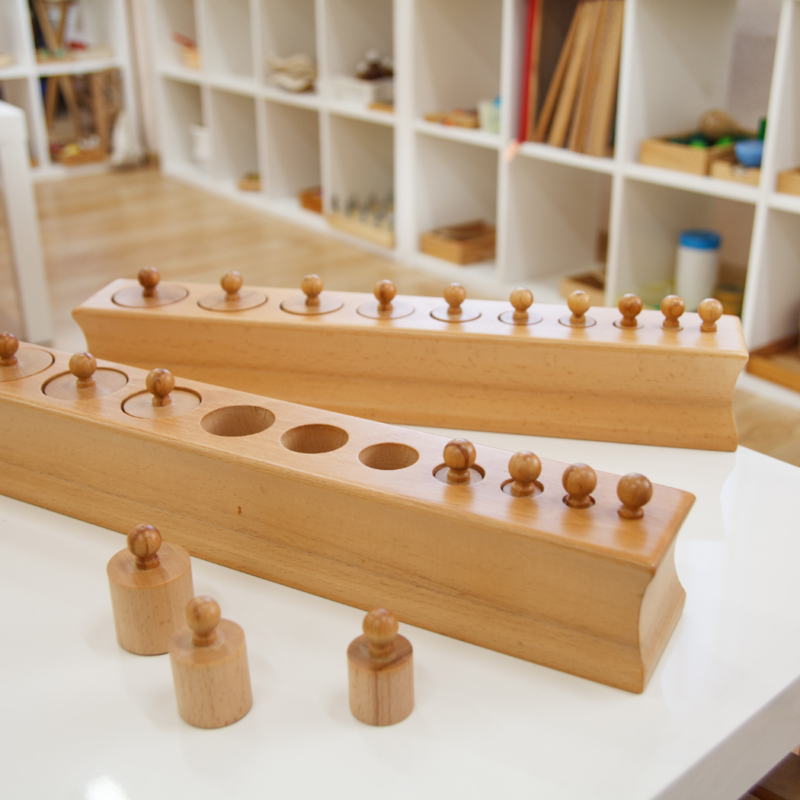Knobbed Cylinders in a Montessori classroom