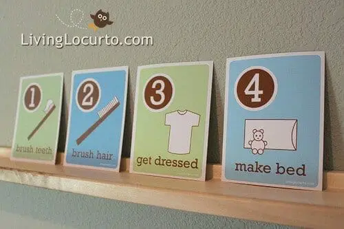 morning routine cards from living locurto