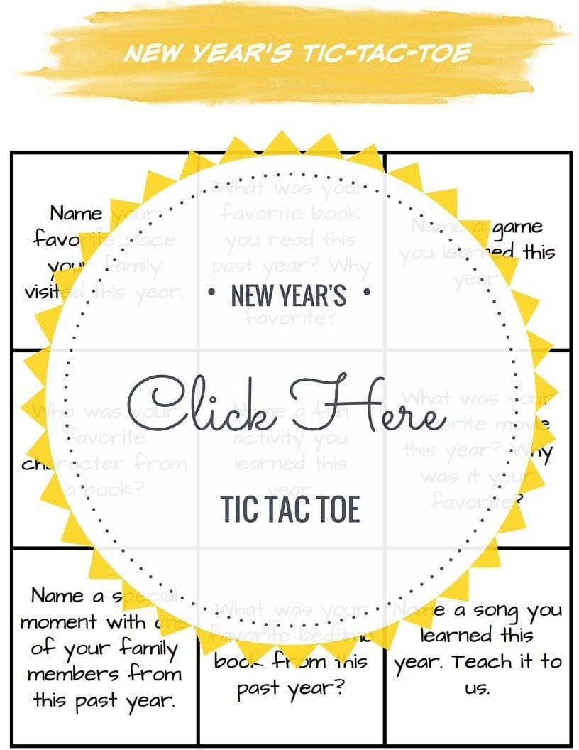 new years activity tic tac toe