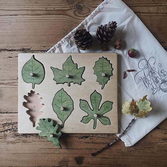 Montessori Wooden Leaf Puzzle