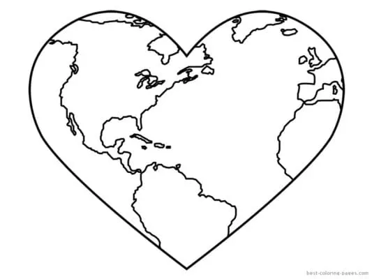 Earth Day Coloring Pages - Heart Earth