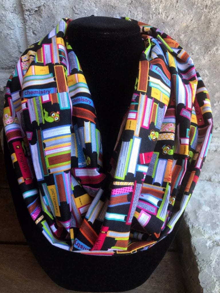 Book Patterned Infinity Scarf