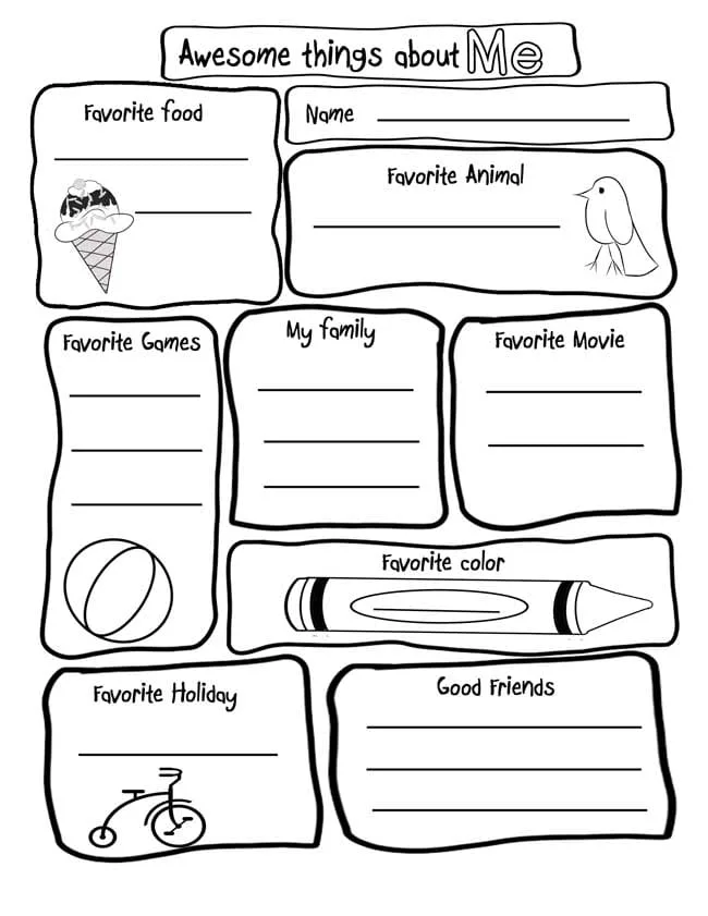 all about me for kids printable