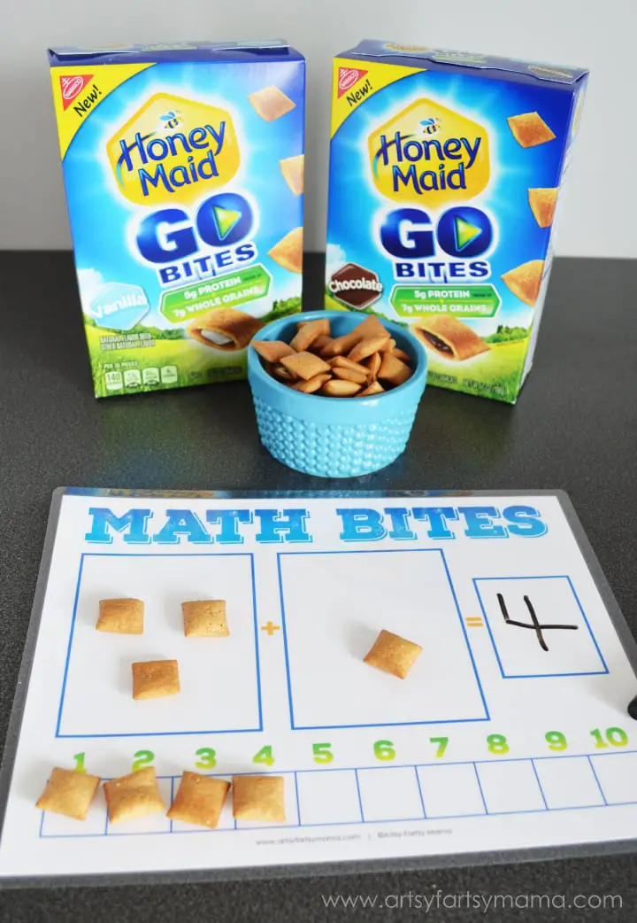 Picture of a math game using crackers