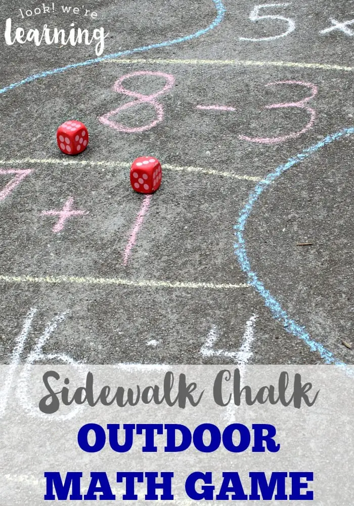 photo of a sidewalk chalk dice game