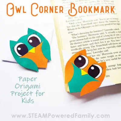 Owl Corner Bookmark Project for Kids SQUARE