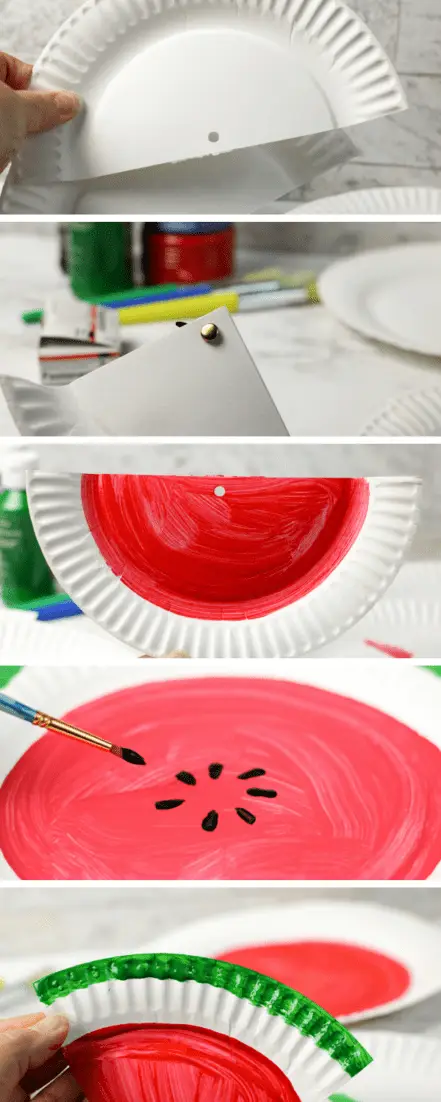 Watermelon Fraction Paper Plate Craft