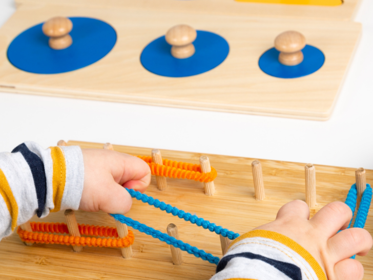 toddler working on fine motor activity
