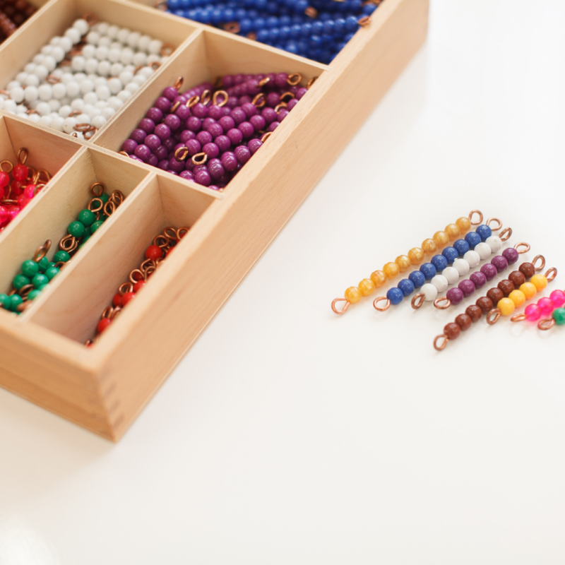 Montessori math beads checker box