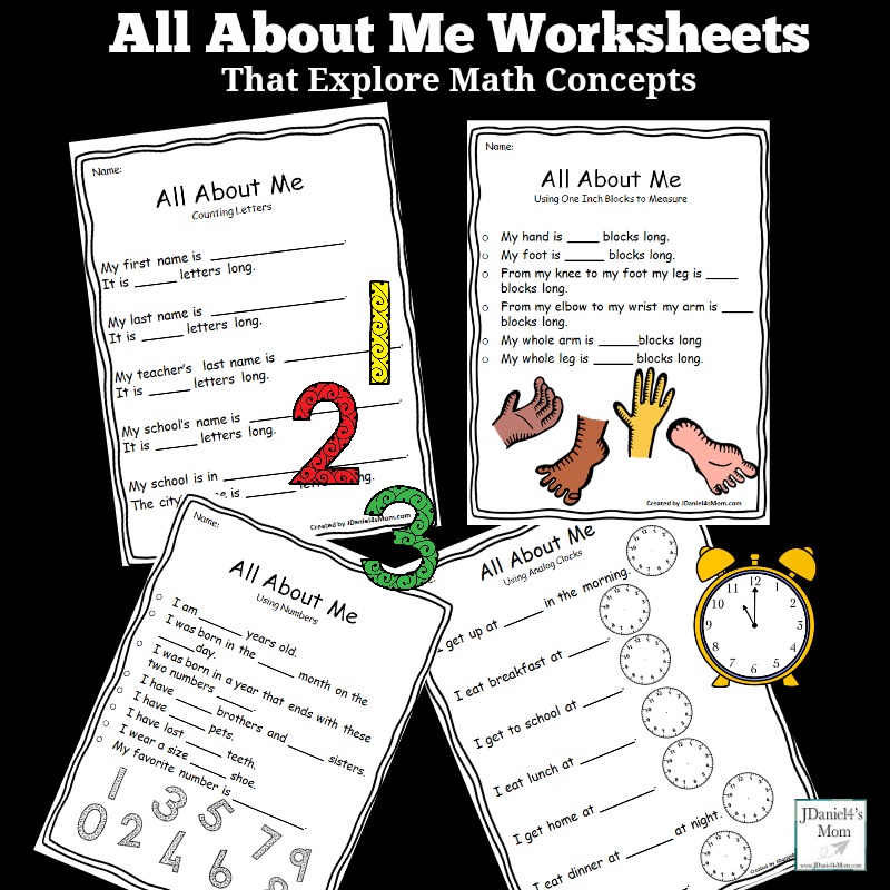 All about me math worksheets