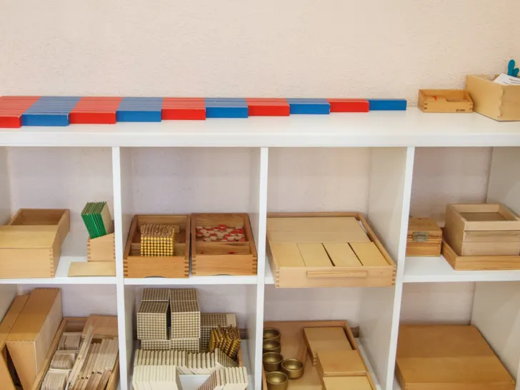 Montessori math shelves