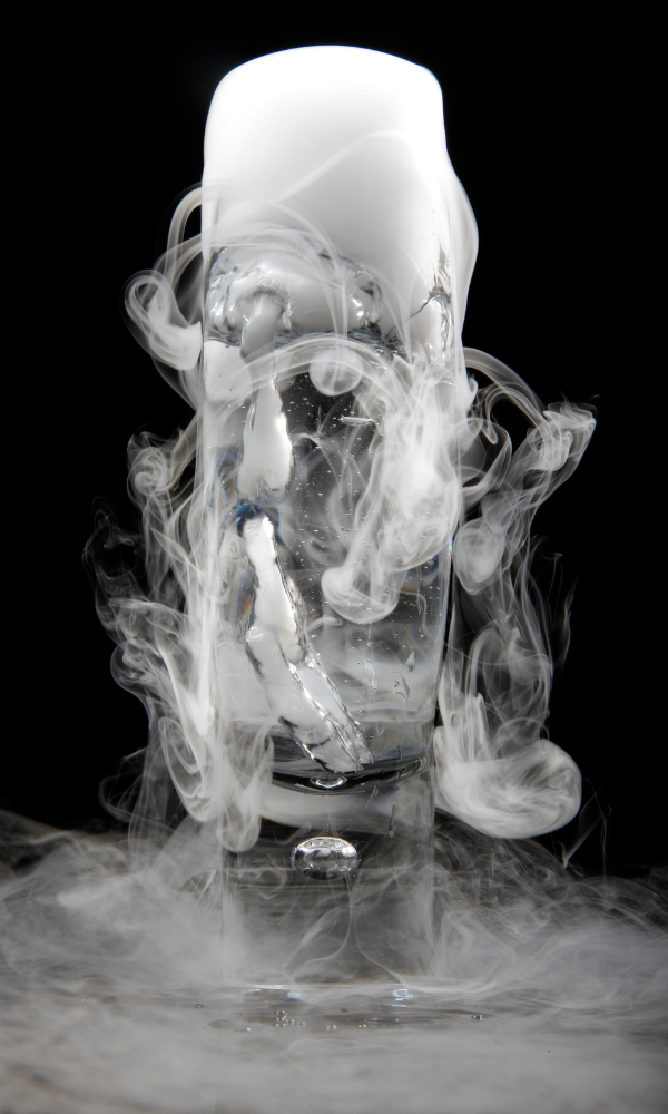 what water looks like when you pour onto dry ice