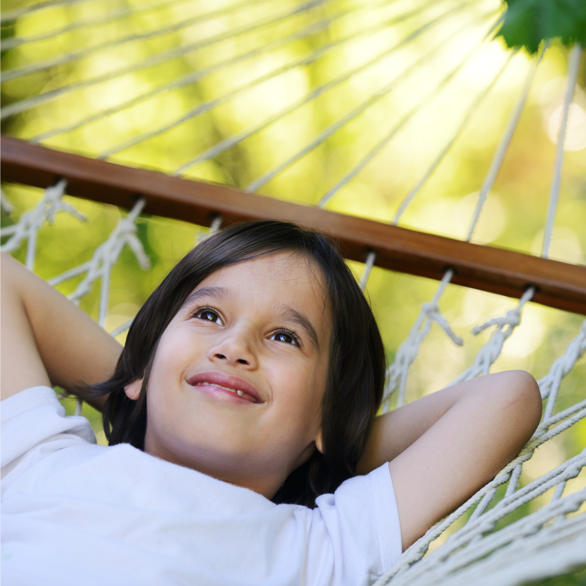 a kids peaceful in a hammock