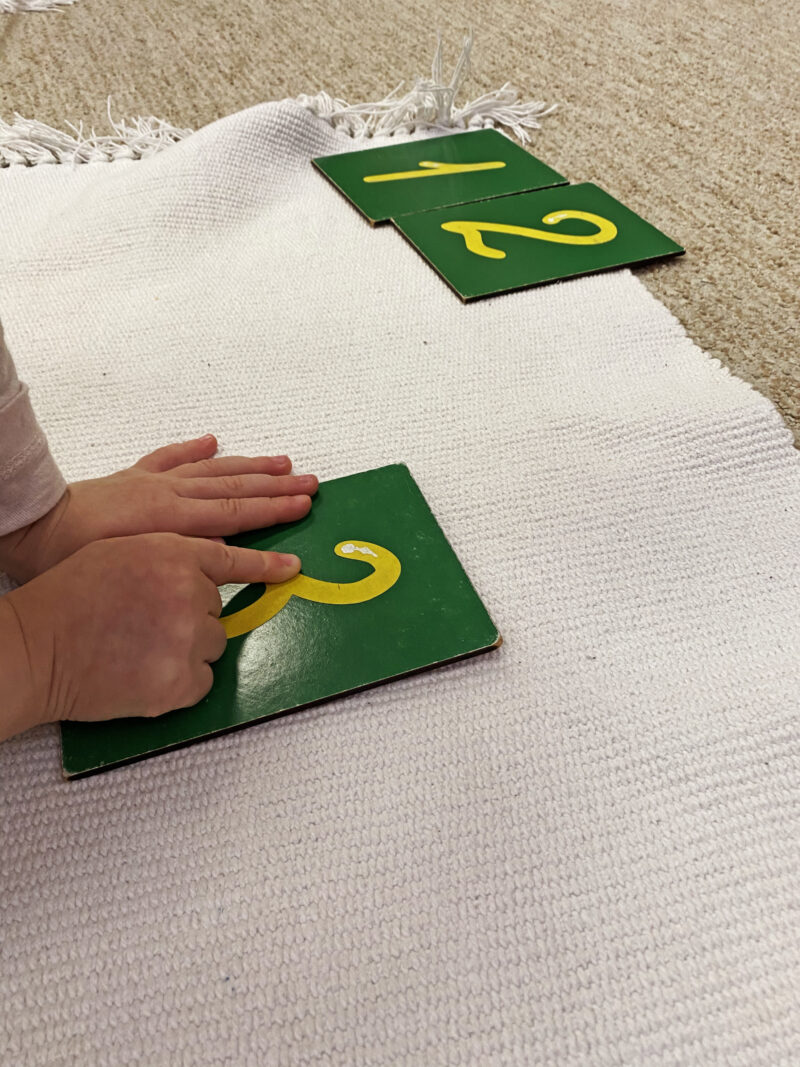 montessori sandpaper numerals in process