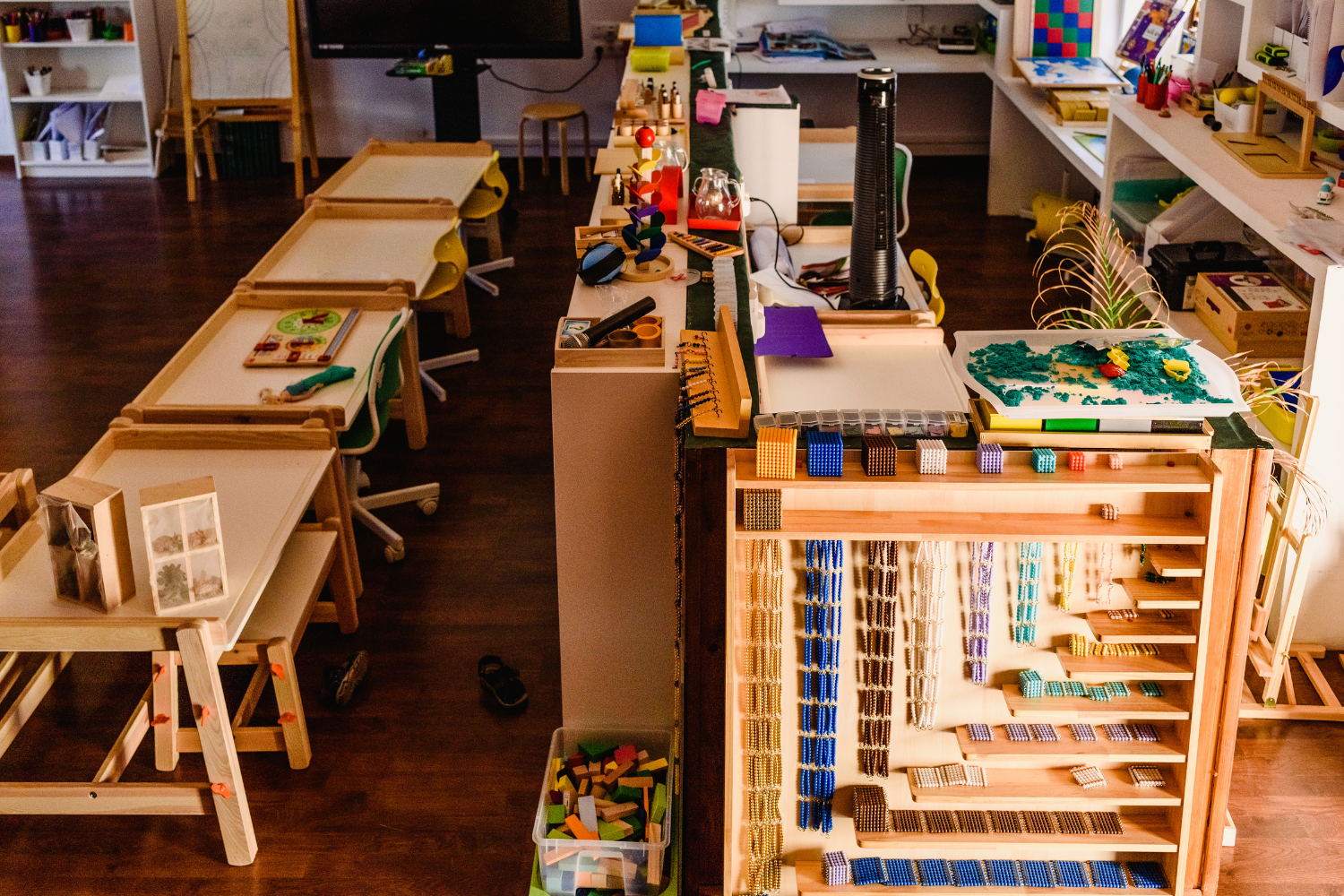 Montessori materials in a classroom